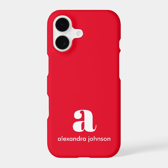 Modern Monogram Initials Name Simple Red (Back)