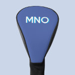 Modern Monogram Initials Personalised Drop Shadow Golf Head Cover<br><div class="desc">Modern minimalist monogram initial design which can be changed to personalise. White on a blue background with a turquoise drop shadow.</div>