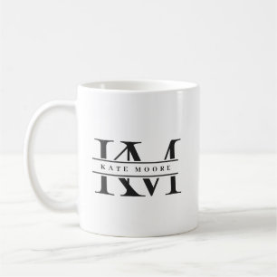 Modern Monogram Initials Professional Black White Coffee Mug