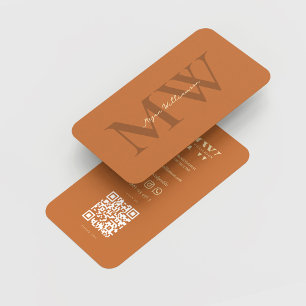 Modern Monogram Initials Professional Dusty Orange Business Card