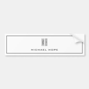 Modern Monogram Initials Professional Plain Simple Bumper Sticker