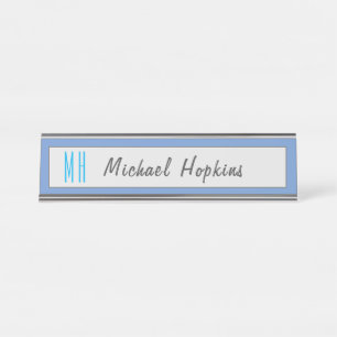 Modern Monogram Initials Professional Plain Simple Desk Name Plate