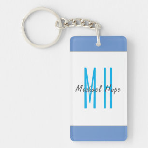 Modern Monogram Initials Professional Plain Simple Key Ring