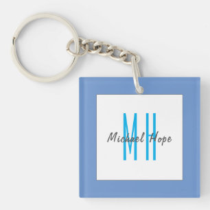Modern Monogram Initials Professional Plain Simple Key Ring