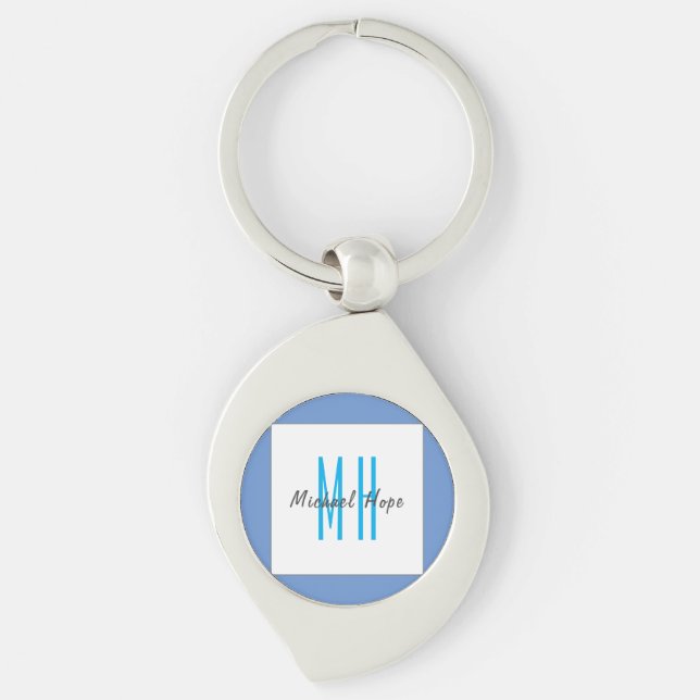 Modern Monogram Initials Professional Plain Simple Key Ring (Front)