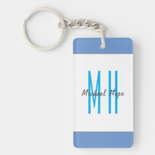 Modern Monogram Initials Professional Plain Simple Key Ring
