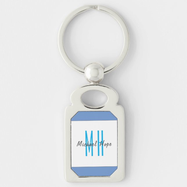 Modern Monogram Initials Professional Plain Simple Key Ring (Front)