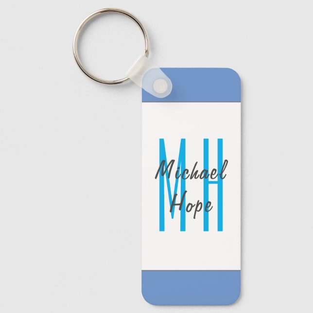 Modern Monogram Initials Professional Plain Simple Key Ring (Front)