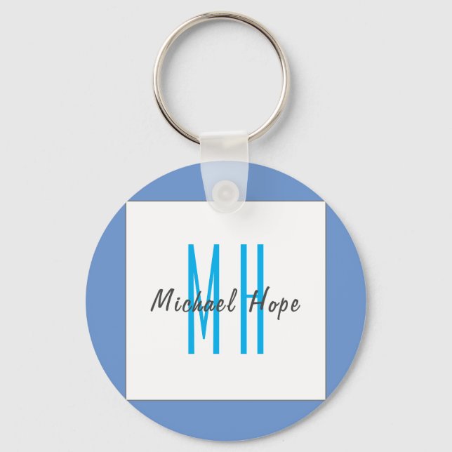 Modern Monogram Initials Professional Plain Simple Key Ring (Front)