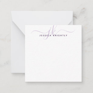 Modern Monogram Initials Purple Script Minimalist Card