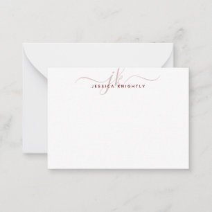 Modern Monogram Initials Script  Burgundy Minimal Card