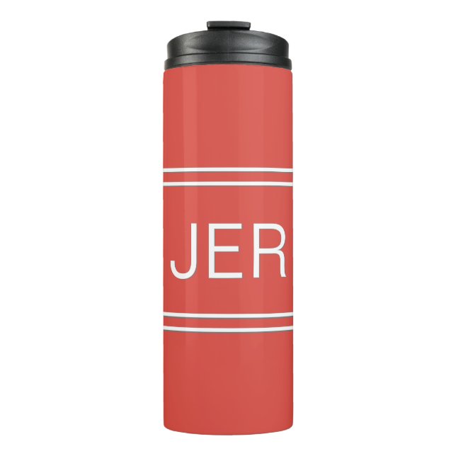 Modern Monogram Initials Sports Athletic Golf Red Thermal Tumbler (Front)