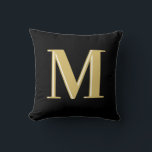 Modern monogram initials typography  cushion<br><div class="desc">Modern monModern monogram initials typography ogram typography gold black</div>