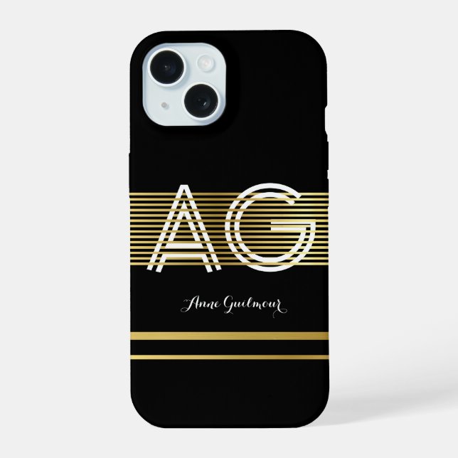 modern monogram iPhone 15 case (Back)