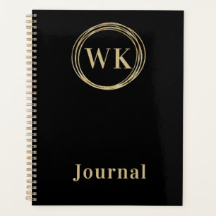 Modern Monogram Journal Black Gold Planner