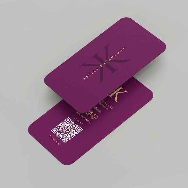 Modern Monogram K Luxury Purple Gold Professional Business Card (Modern Monogram K Luxury Purple Gold Professional Business Card
)