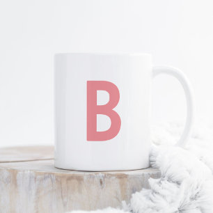 Modern Monogram Large Letter Rose Pink Coffee Mug