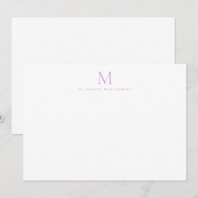 Modern Monogram Lavender Purple Correspondence     Card (Front/Back)