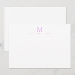 Modern Monogram Lavender Purple Correspondence Card