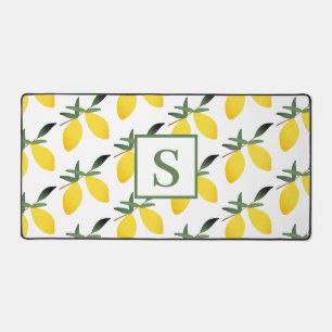 Modern Monogram Lemon Citrus Desk Mat