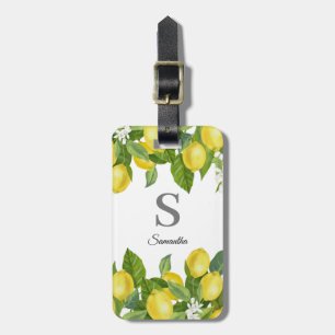 Modern Monogram Lemon Citrus Luggage Tag