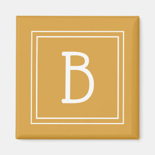 Modern Monogram Letter Initial Template Yellow Magnet