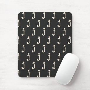 Modern Monogram Letter Typewriter Typography Black Mouse Mat