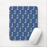 Modern Monogram Letter Typewriter Typography Blue Mouse Mat<br><div class="desc">Cute modern typewriter typography monogram pattern in blue and white.</div>