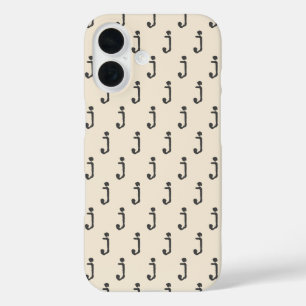 Modern Monogram Letter Typewriter Typography Cream iPhone 16 Case
