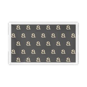 Modern Monogram Letter Typewriter Typography Grey Acrylic Tray