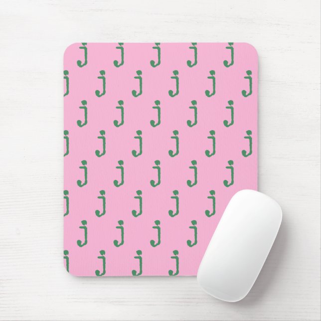 Modern Monogram Letter Typewriter Typography Pink  Mouse Mat (With Mouse)
