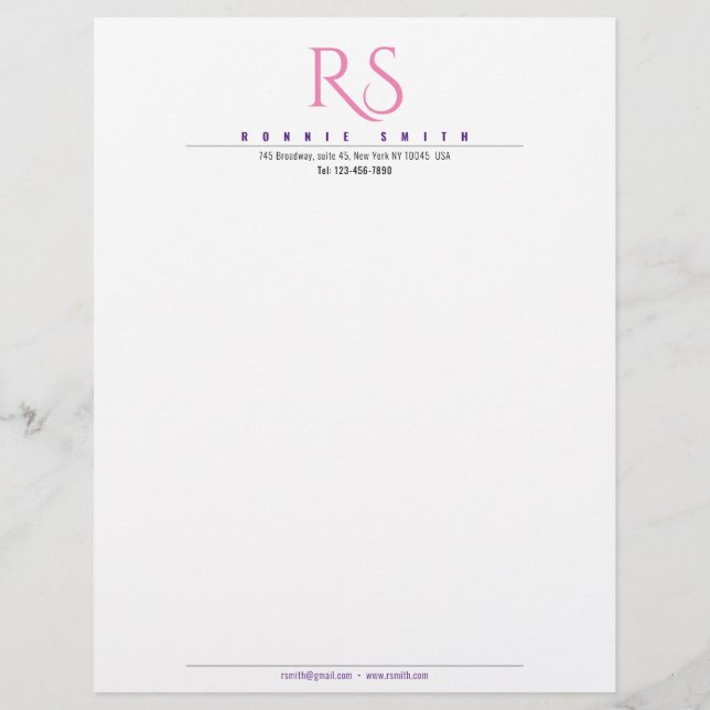 Modern Monogram Letterhead (Front)
