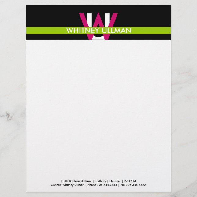 Modern Monogram Letterhead Design (Front)