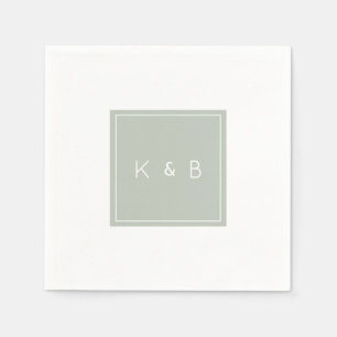 Modern Monogram Light Sage Cocktail  Napkin