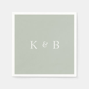 Modern Monogram Light Sage II Cocktail Napkin