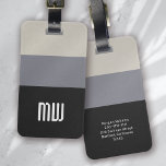 Modern Monogram Linen Stripe Luggage Tag<br><div class="desc">Personalise with your own details for a one-of-a-kind monogram design</div>