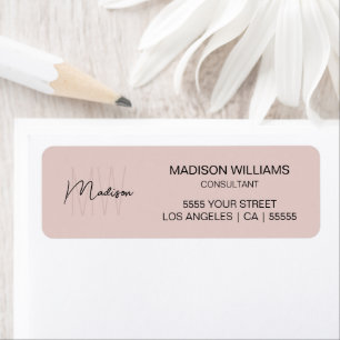 Modern Monogram Logo Blush Pink Consultant Address