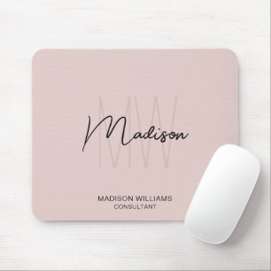 Modern Monogram Logo Blush Pink Consultant Mouse Mat