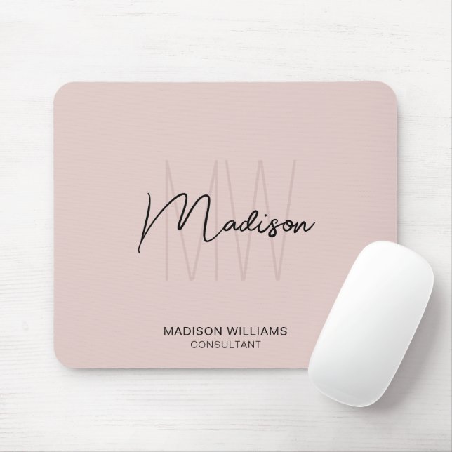 Modern Monogram Logo Blush Pink Consultant Mouse Mat (With Mouse)