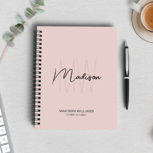 Modern Monogram Logo Blush Pink Consultant Notebook