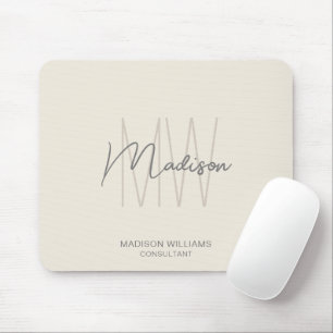 Modern Monogram Logo Cream Tan Consultant Mouse Mat
