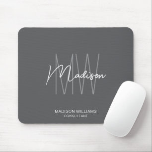 Modern Monogram Logo Grey Consultant Mouse Mat