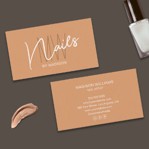 Modern Monogram Logo Nail Artist Business Card