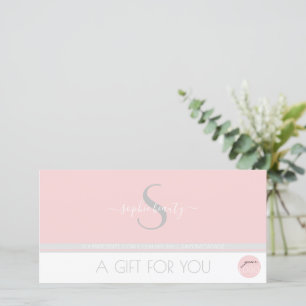 Modern Monogram Logo Pink Salon Gift Certificate