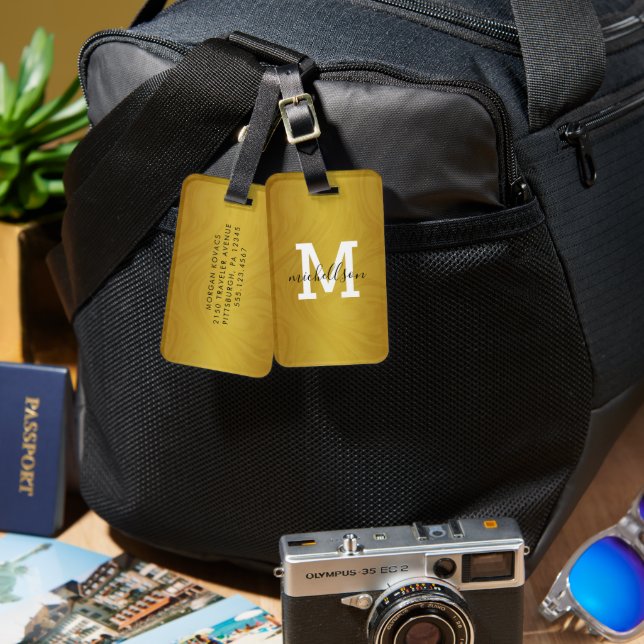 Modern Monogram Luggage Tag (Front & Back)