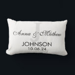 Modern Monogram Lumbar Cushion<br><div class="desc">A Modern and minimalistic design with a last name monogram and couple names with date of marriage,  includes personalisation .</div>