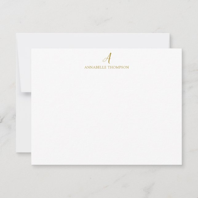 Modern Monogram Luxury Gold Personal Stationery No Card (Front)