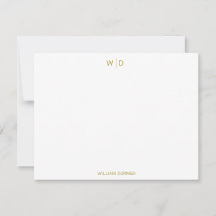 Modern Monogram Luxury Gold Personal Stationery No Card