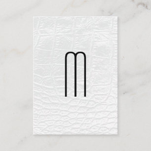 Modern Monogram   Luxury White Leather Business Card