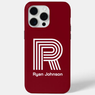 Modern Monogram Maroon iPhone 15 Pro Max Case